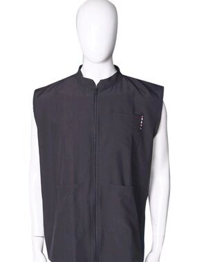 Men's Dark Gray Zip-Front Sleeveless Work Jacket